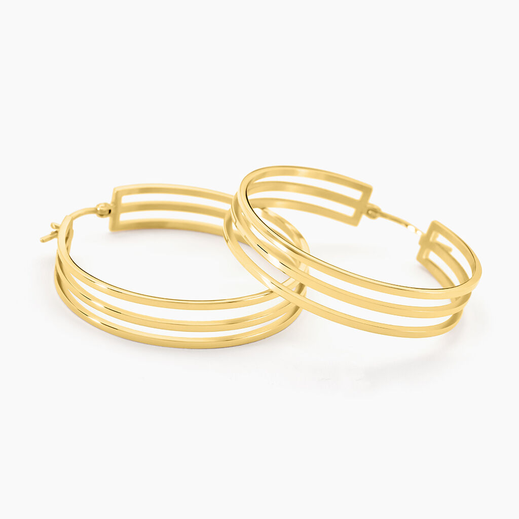 Créoles Adel Acier Jaune - Boucles d'oreilles créoles Femme | Histoire d’Or