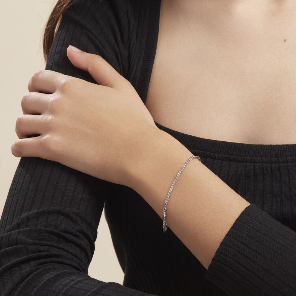 Bracelet Jayna Maille Palmier Or Blanc - Bracelets chaîne Femme | Histoire d’Or