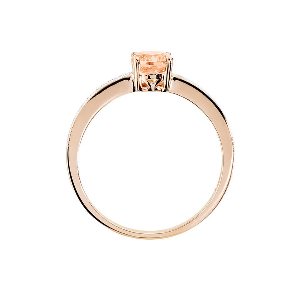 Bague Adelina Or Rose Morganite Et Oxyde De Zirconium - Bagues solitaires Femme | Histoire d&rsquo;Or