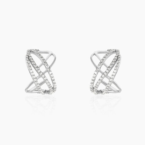 Cr&eacute;oles Marlow Argent Blanc Oxyde De Zirconium - Boucles d'oreilles cr&eacute;oles Femme | Histoire d&rsquo;Or