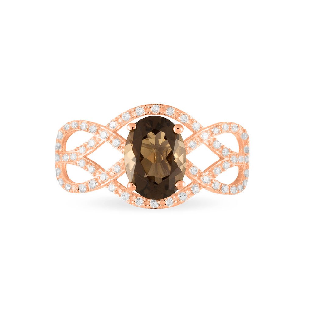 Bague Tina Or Rose Quartz Et Oxyde De Zirconium - Bagues solitaires Femme | Histoire d&rsquo;Or