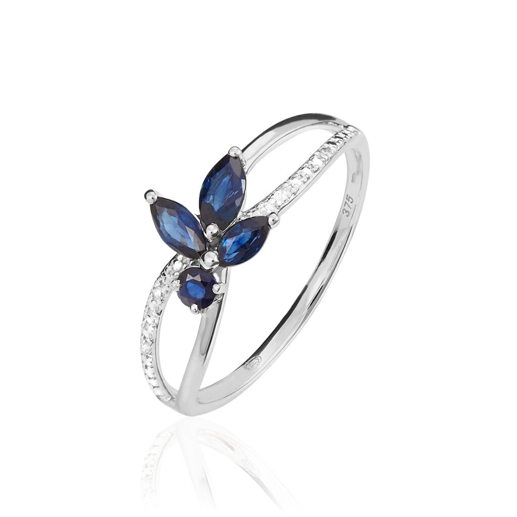 Bague Lupe Or Blanc Saphir Et Diamant - Bagues avec pierre Femme | Histoire d’Or