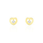 Boucles D'oreilles Puces Daria C&oelig;ur Or Jaune Oxyde De Zirconium - Clous d'oreilles Famille | Histoire d&rsquo;Or