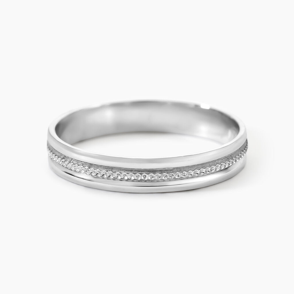 Alliance Perlee Ruban Plat Or Blanc - Alliances Unisex | Histoire d&rsquo;Or