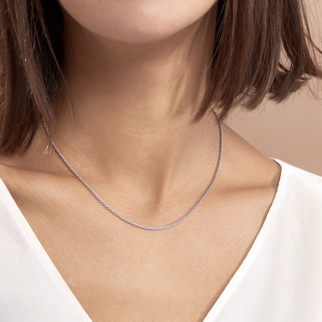 Collier Cacilda Maille Corde Argent Blanc - Chaines Femme | Histoire d’Or