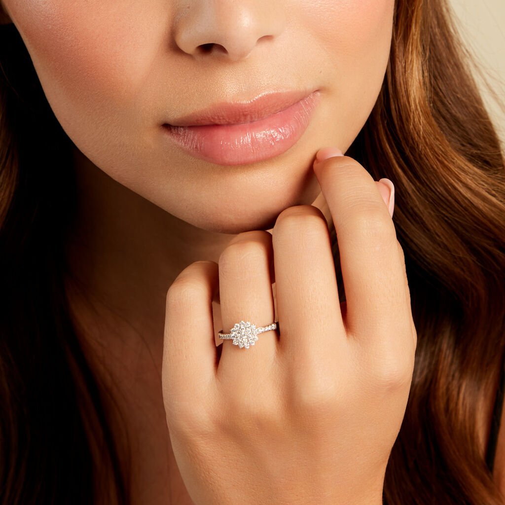 Bague Chouchana Ld Platine Blanc Diamant Synth&eacute;tique - Bagues avec pierre Femme | Histoire d&rsquo;Or