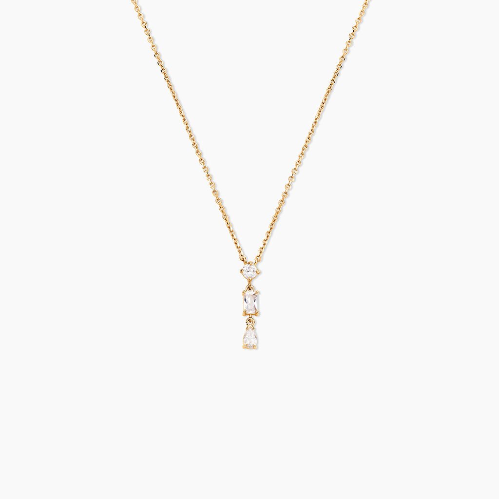 Collier Estela Plaque Or Jaune Oxyde De Zirconium - Colliers Femme | Histoire d&rsquo;Or