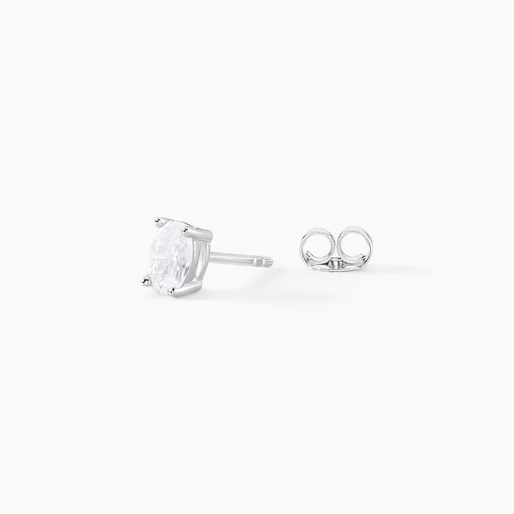 Boucles D'oreilles Puces Mathilda Argent Blanc Oxyde De Zirconium - Boucles d'oreilles fantaisie Femme | Histoire d&rsquo;Or