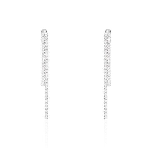 Boucles D'oreilles Pendantes Louanne Argent Blanc Oxyde De Zirconium - Boucles d'oreilles pendantes Femme | Histoire d&rsquo;Or