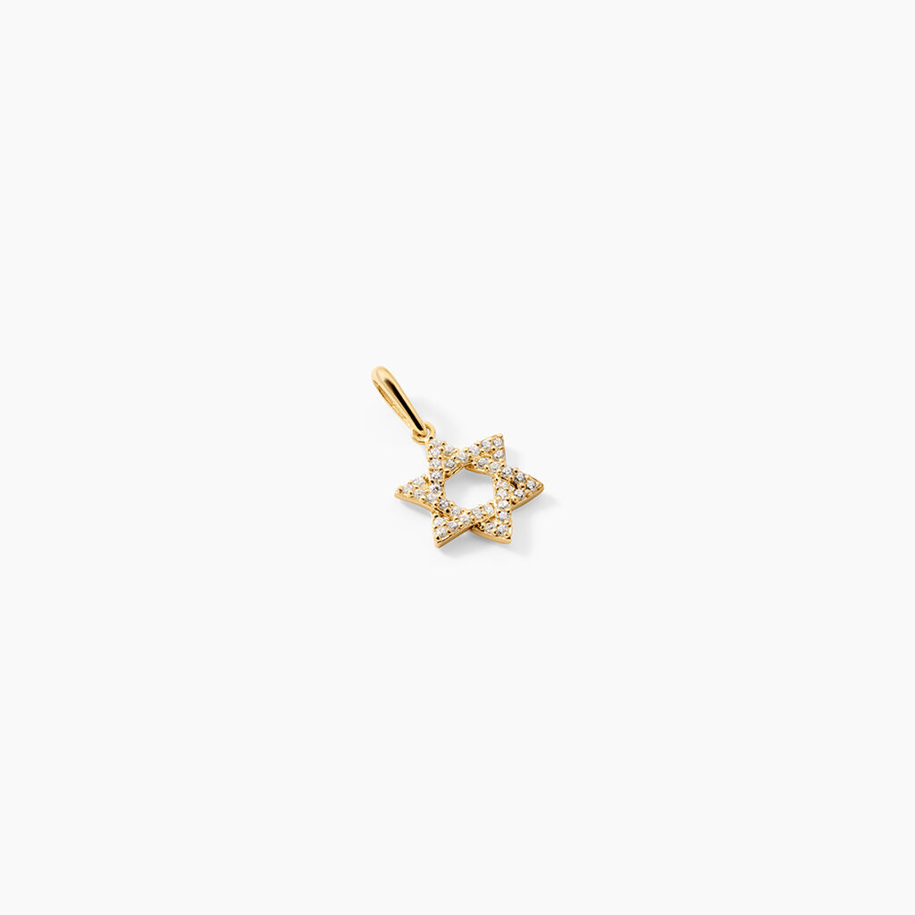 Pendentif Faye Argent Dor&eacute; A L'Or 750/1000 Oxyde De Zirconium - Pendentifs Femme | Histoire d&rsquo;Or