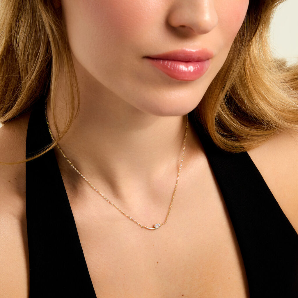 Collier Sunset Riviera Argent Dor&eacute; A L'Or 750/1000 Oxyde De Zirconium - Colliers Femme | Histoire d&rsquo;Or