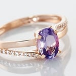 Bague Marie-eva Or Rose Amethyste Et Oxyde De Zirconium - Bagues solitaires Femme | Histoire d&rsquo;Or