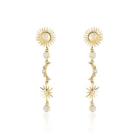 Boucles D'oreilles Pendantes Cassiopee Plaqu&eacute; Or Jaune Oxyde - Boucles d'oreilles pendantes Femme | Histoire d&rsquo;Or