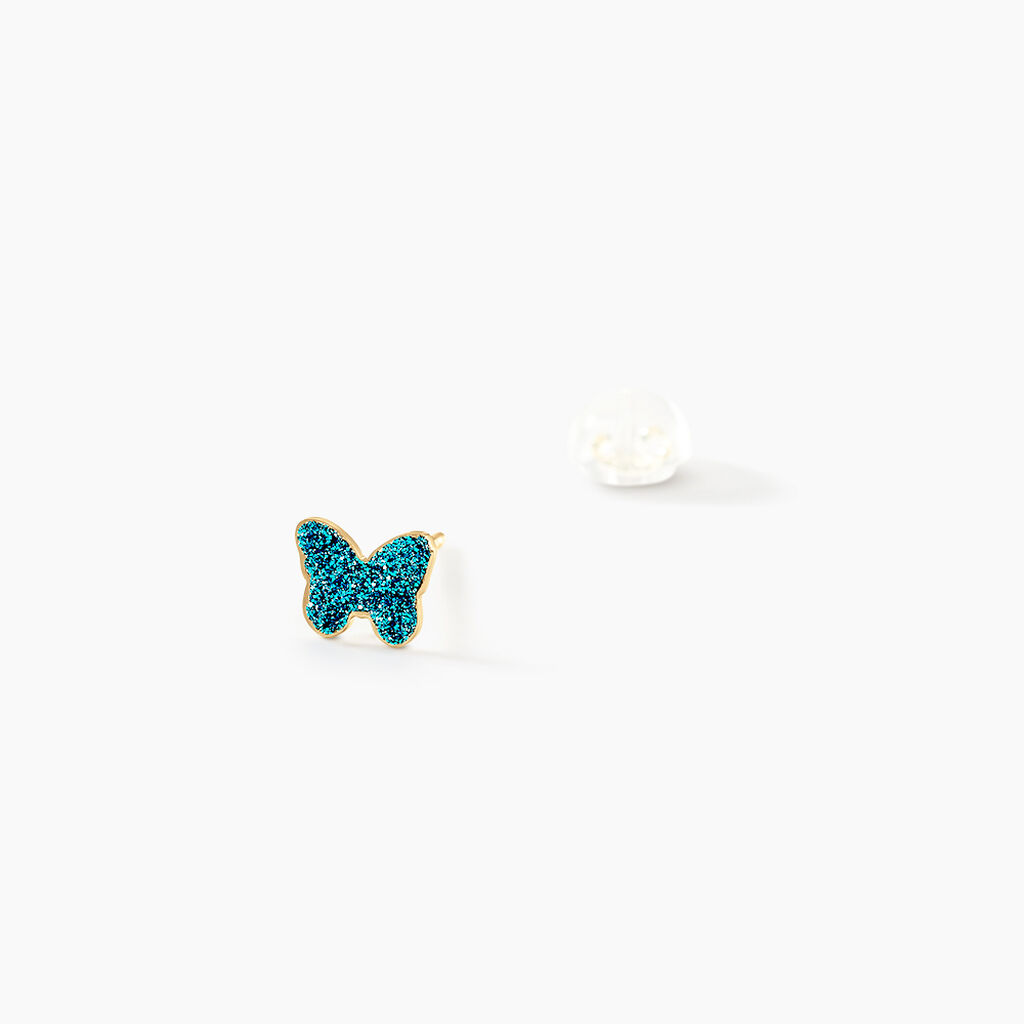 Boucles D'oreilles Puces Solena Papillon Or Jaune - Clous d'oreilles Enfant | Histoire d’Or