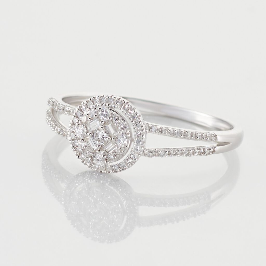 Bague 1986 Or Blanc Diamants - Bagues solitaires Femme | Histoire d&rsquo;Or