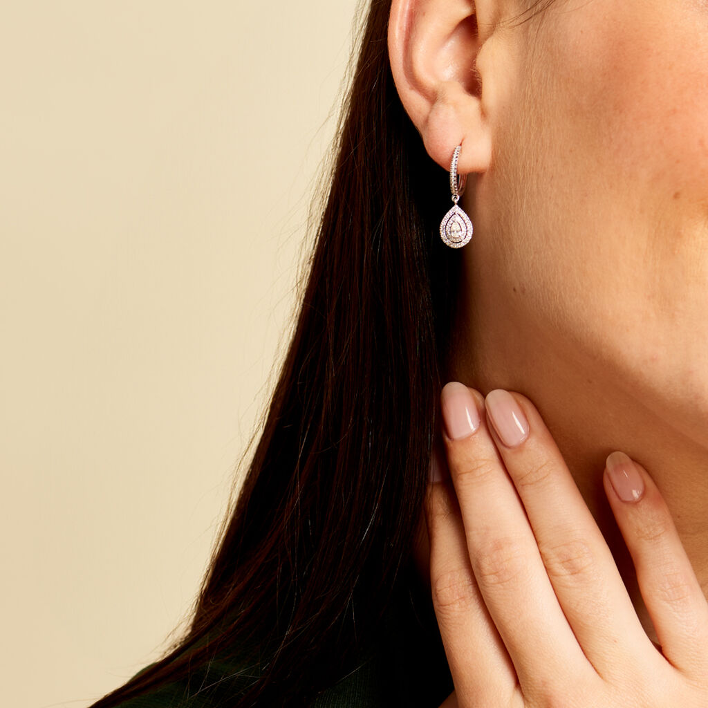 Créoles Diamina Or Blanc Diamant - Boucles d'oreilles créoles Femme | Histoire d’Or