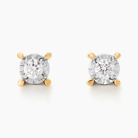 Boucles D'oreilles Puces Diamotion Or Jaune Diamant - Clous d'oreilles Femme | Histoire d&rsquo;Or