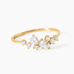 Bague Sparkle Argent Dor&eacute; A L'Or 750/1000 Oxyde De Zirconium - Bagues avec pierre Femme | Histoire d&rsquo;Or