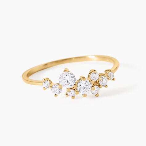 Bague Sparkle Argent Dor&eacute; A L'Or 750/1000 Oxyde De Zirconium - Bagues avec pierre Femme | Histoire d&rsquo;Or