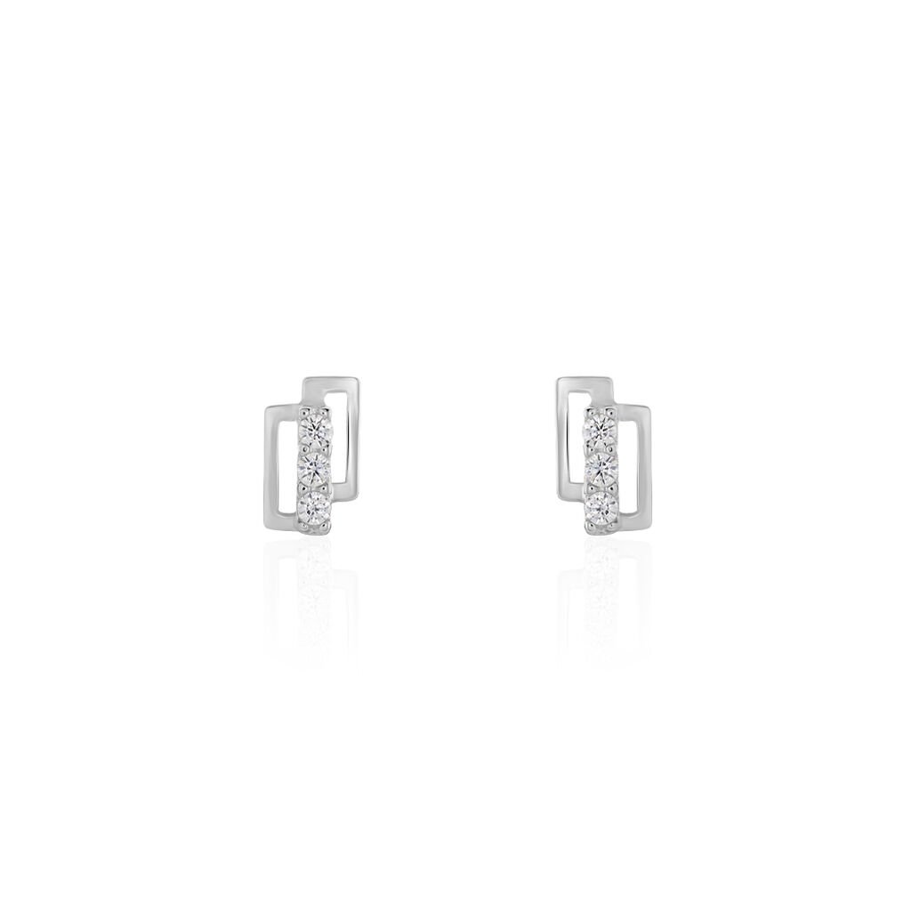 Boucles D'oreilles Puces Youssa Barrettes Or Blanc Oxyde De Zirconium - Clous d'oreilles Femme | Histoire d’Or