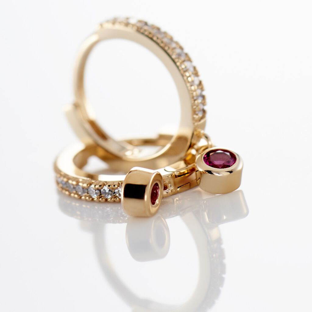 Creoles Dili Plaqué Or Pierres - Boucles d'oreilles créoles Femme | Histoire d’Or