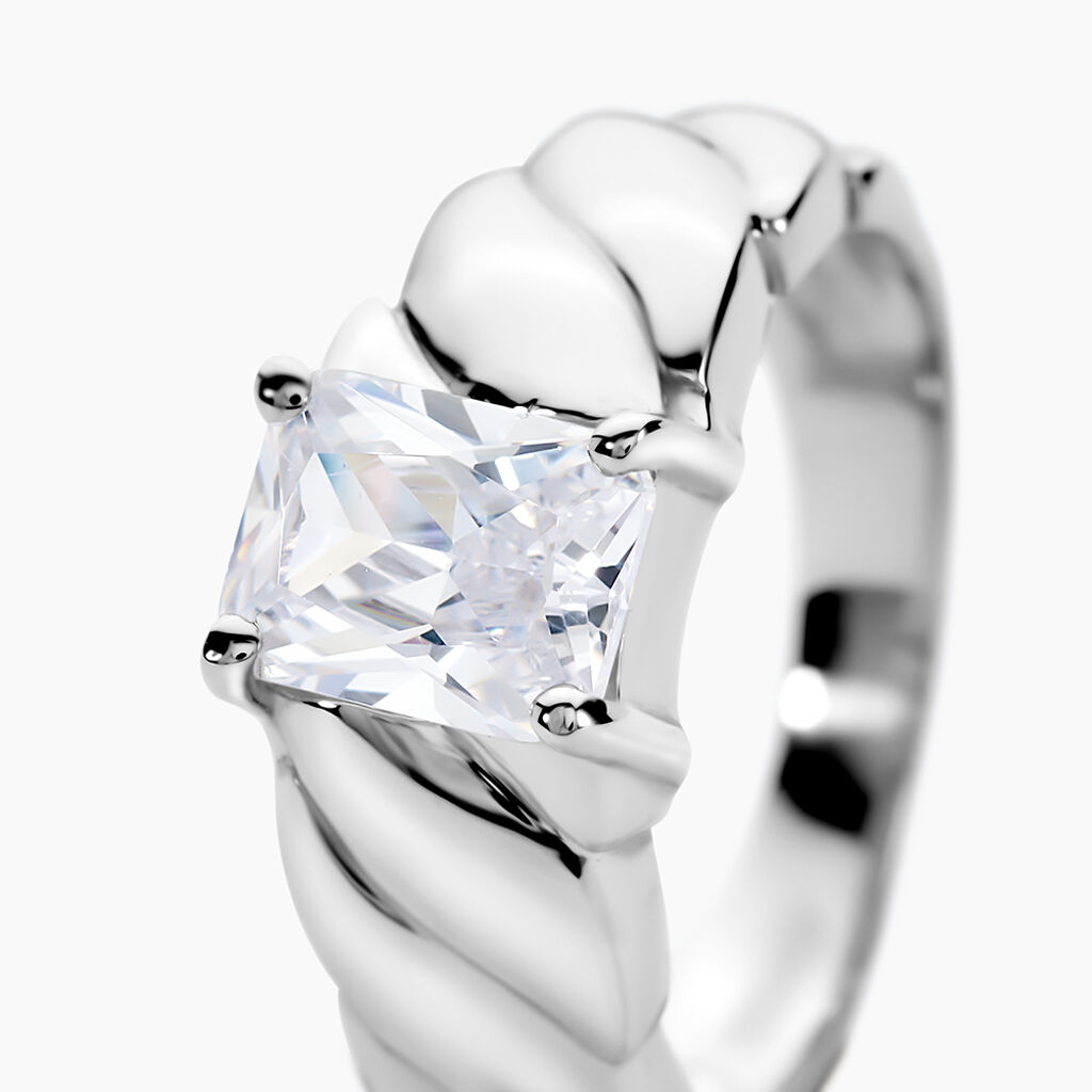 Bague Bubla Argent Blanc Oxyde De Zirconium - Bagues solitaires Femme | Histoire d&rsquo;Or