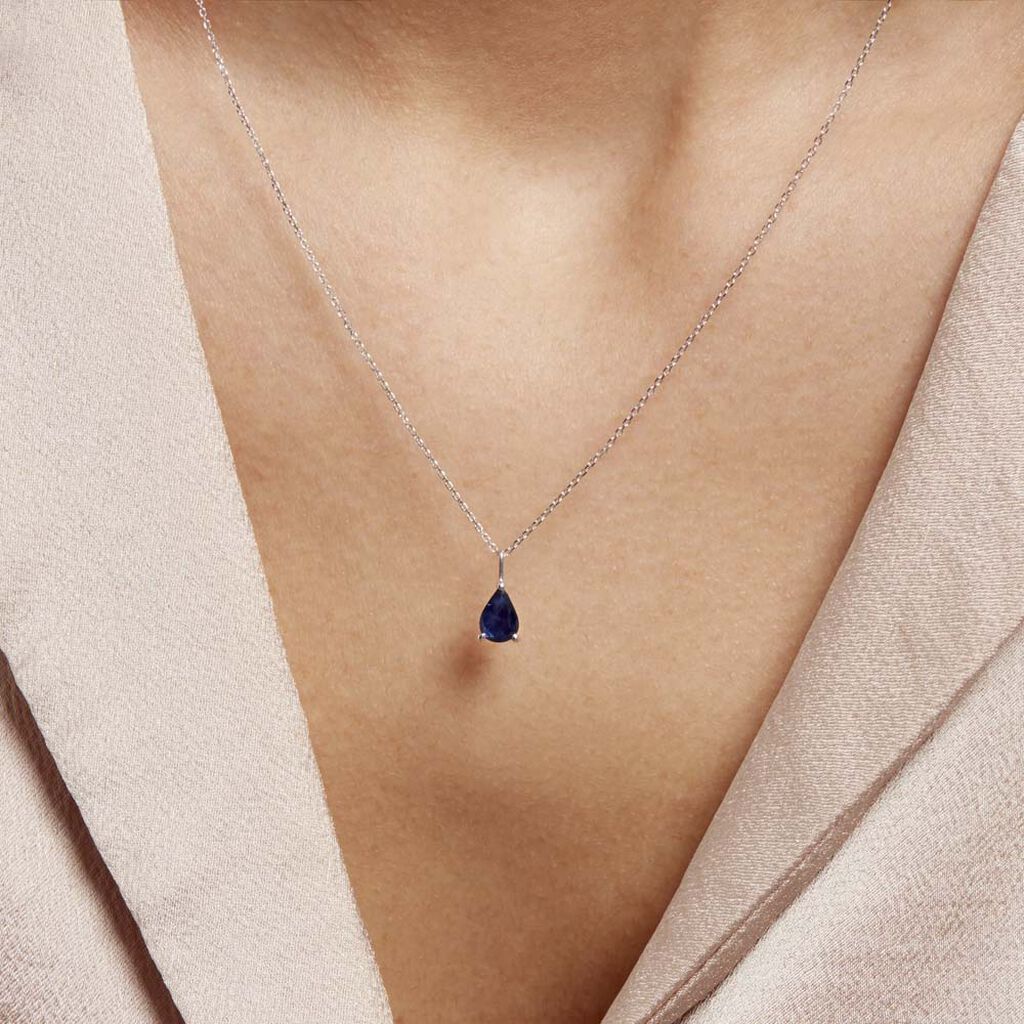 Collier Goutte Or Blanc Saphir - Colliers Femme | Histoire d’Or