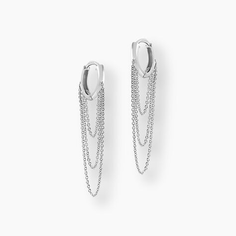 Créoles Argent Blanc Nissa - Boucles d'oreilles créoles Femme | Histoire d’Or