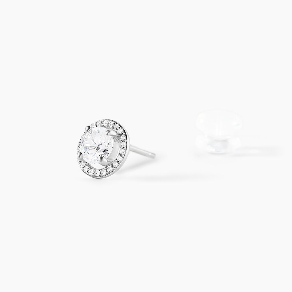 Boucles D'oreilles Puces Stelila Or Blanc Oxyde De Zirconium - Clous d'oreilles Femme | Histoire d’Or