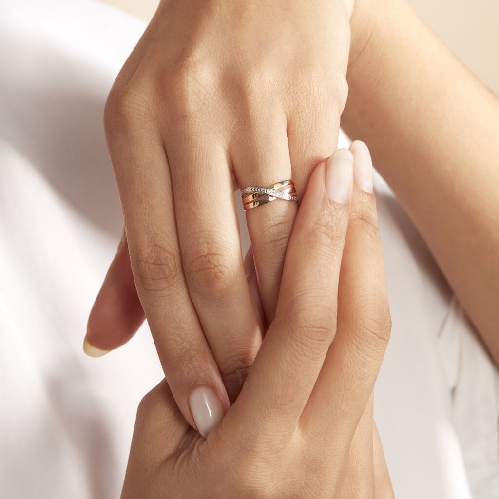 Bague Cramitia Or Tricolore Diamant - Bagues avec pierre Femme | Histoire d’Or