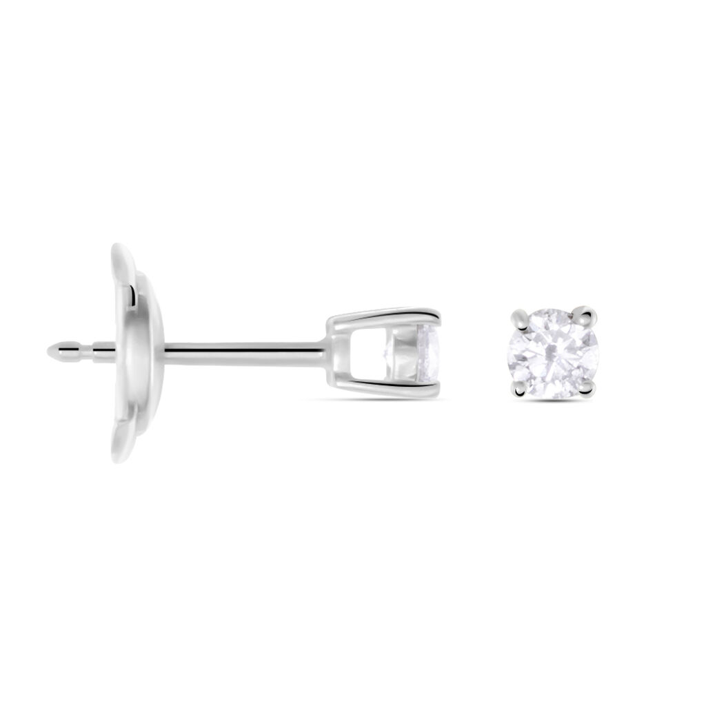 Boucles D'oreilles Puces Or Blanc Victoria Diamants - Clous d'oreilles Femme | Histoire d’Or