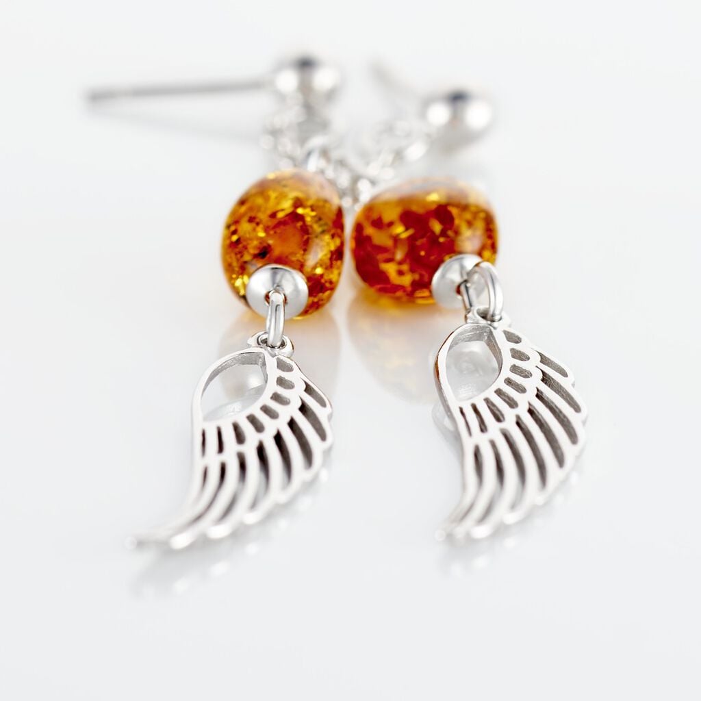 Boucles D'oreilles Argent Blanc Aglaee Ambre - Boucles d'oreilles fantaisie Femme | Histoire d&rsquo;Or