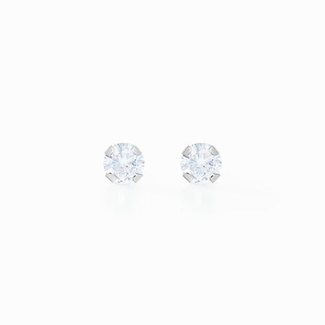 Boucles D'oreilles Puces Eddie Or Blanc Oxyde De Zirconium - Clous d'oreilles Femme | Histoire d&rsquo;Or