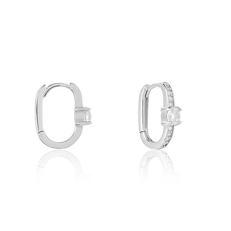 Créoles Francene Argent Blanc Oxyde De Zirconium - Boucles d'oreilles créoles Femme | Histoire d’Or