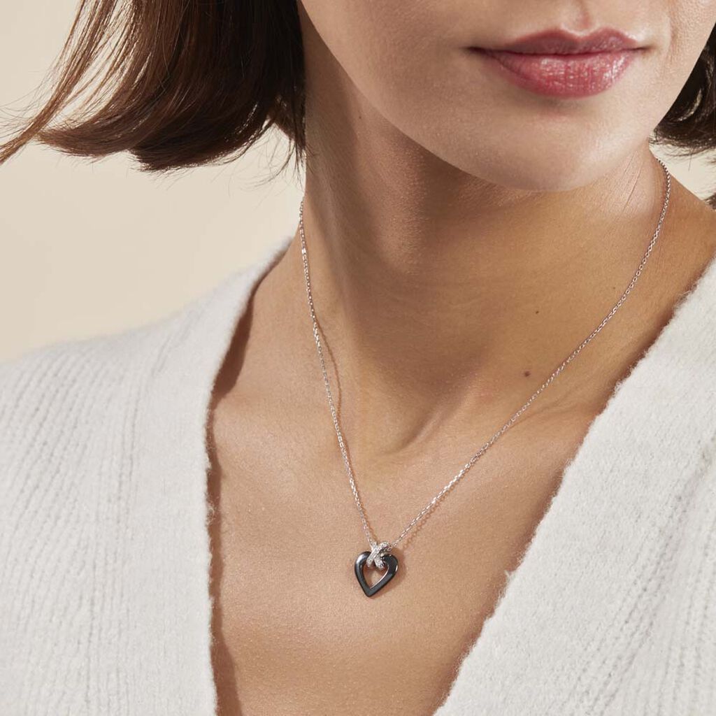 Collier Nolwen Argent Blanc Céramique Et Oxyde De Zirconium - Colliers fantaisie Femme | Histoire d’Or