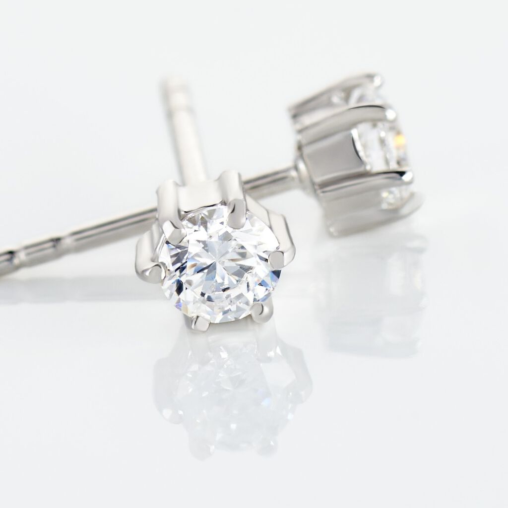 Boucles D'oreilles Puces Petrine Argent Blanc Oxyde De Zirconium - Boucles d'oreilles fantaisie Femme | Histoire d&rsquo;Or