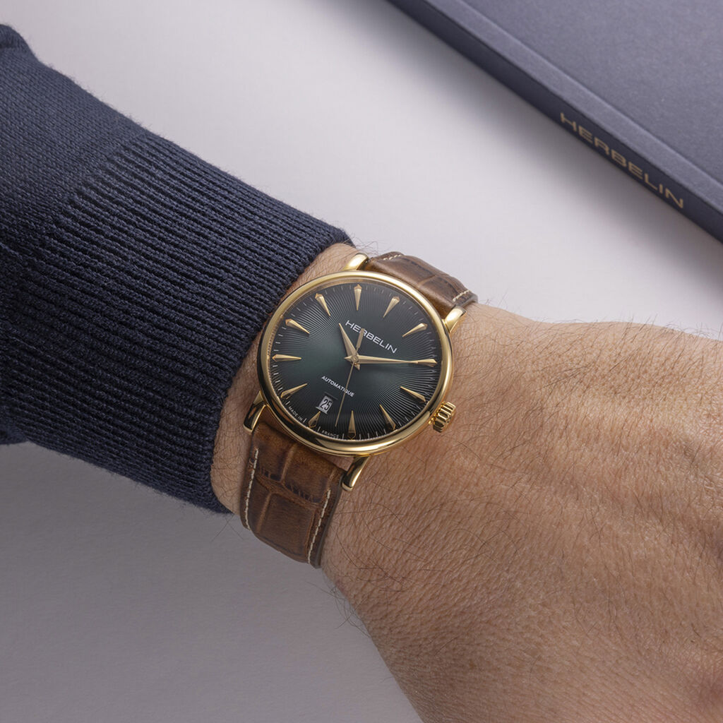 Montre Herbelin Inspiration Auto Vert - F&ecirc;te des p&egrave;res Homme | Histoire d&rsquo;Or