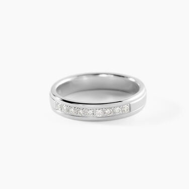 Alliance Serti Pave Or Blanc Diamant
