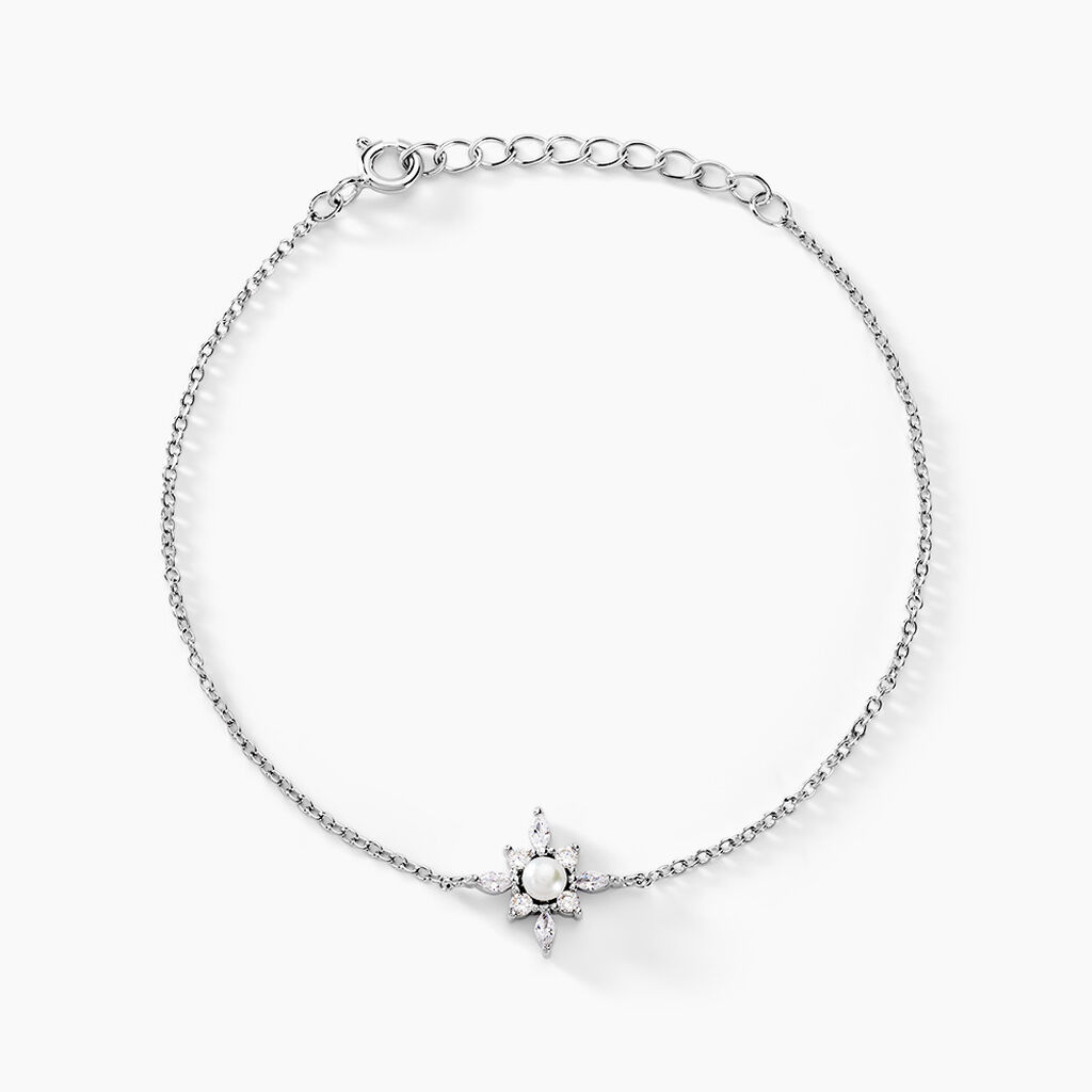 Bracelet Rhoda Argent Blanc Perle De Culture Oxyde De Zirconium - Bracelets Femme | Histoire d&rsquo;Or