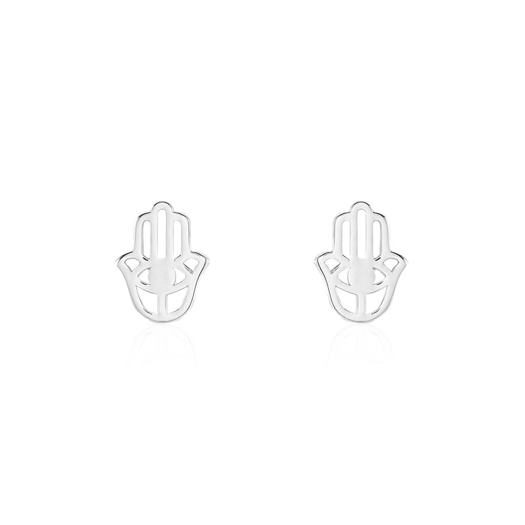 Boucles D'oreilles Puces Abby Argent Blanc - Boucles d'oreilles fantaisie Femme | Histoire d’Or