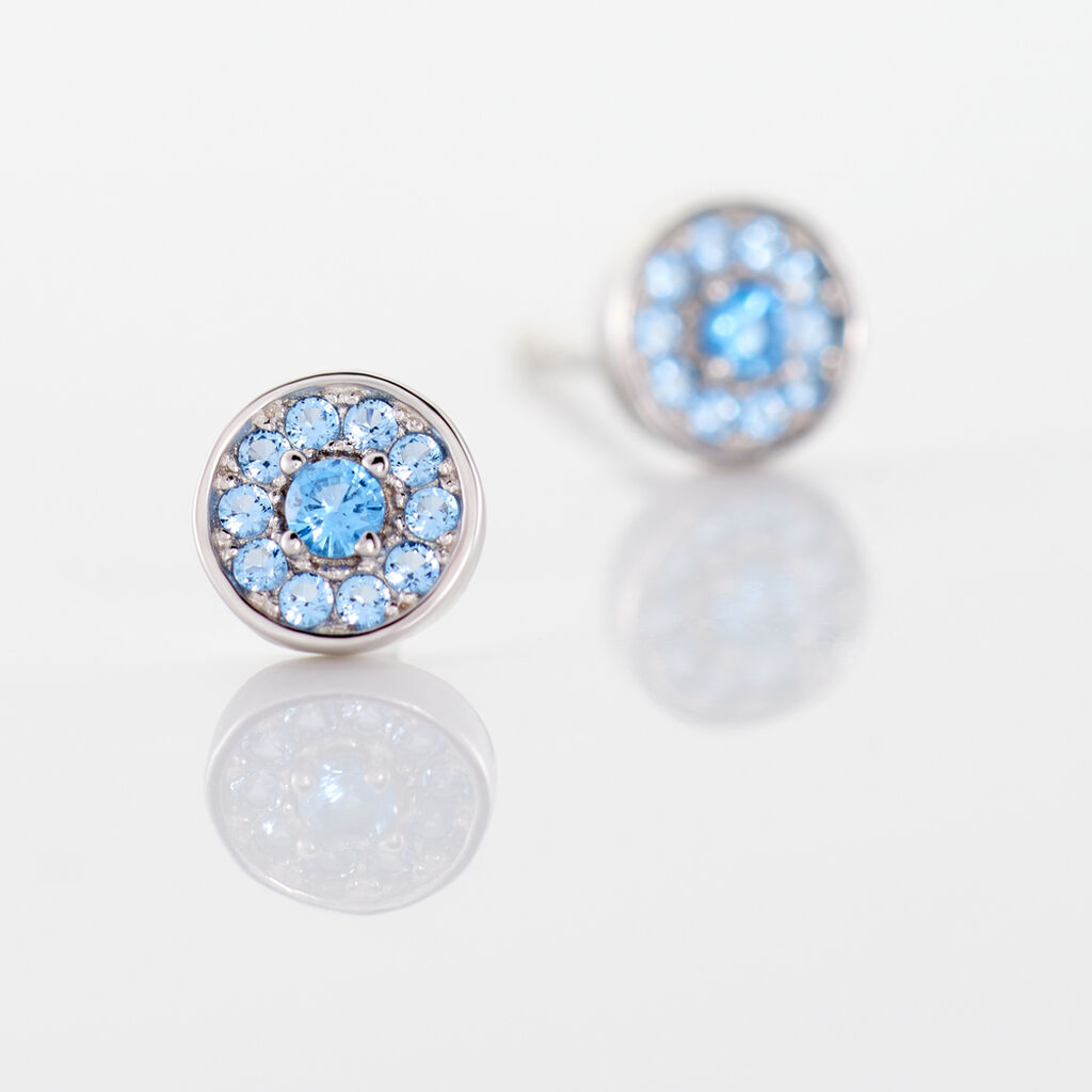 Boucles D'oreilles Puces Auxana Argent Blanc Oxyde De Zirconium - Boucles d'oreilles fantaisie Femme | Histoire d’Or