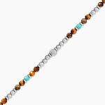Bracelet Naturel Acier Blanc Oeil De Tigre Turquoise - F&ecirc;te des p&egrave;res Homme | Histoire d&rsquo;Or