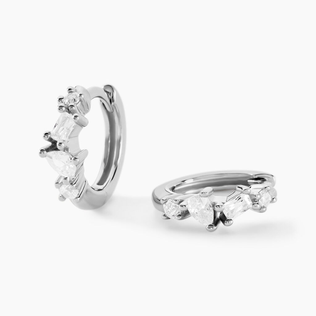 Créoles Eitane Argent Blanc Oxyde De Zirconium