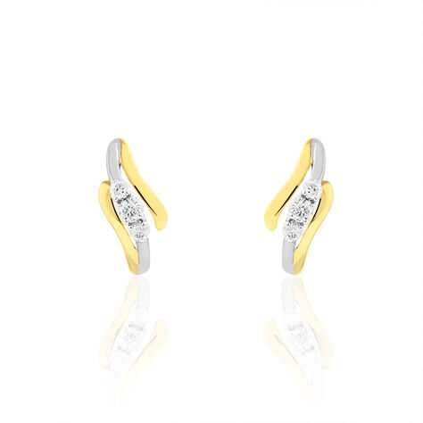 Boucles D'oreilles Pendantes Mayline Or Bicolore Diamant - Boucles d'oreilles pendantes Femme | Histoire d’Or