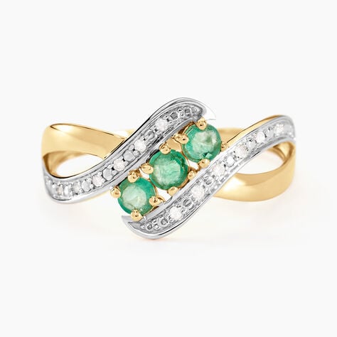 Bague Simma Or Jaune Diamant Et Emeraude - Bagues avec pierre Femme | Histoire d’Or