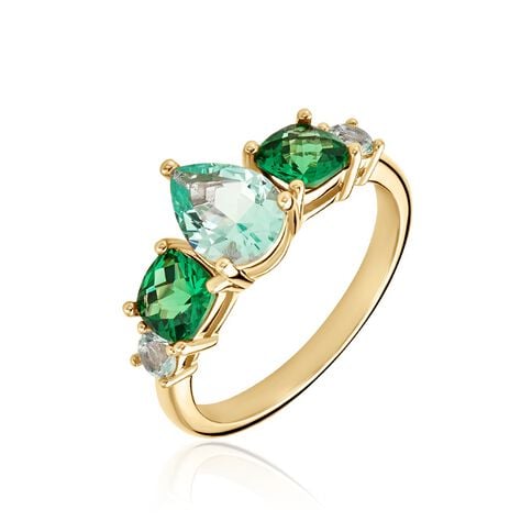 Bague Huffie Plaqu&eacute; Or Jaune Pierre D'imitation - Bagues avec pierre Femme | Histoire d&rsquo;Or