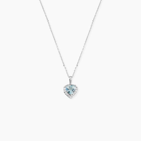 Collier Meliora Or Blanc Topaze Bleu Sky Oxyde De Zirconium - Colliers Femme | Histoire d&rsquo;Or