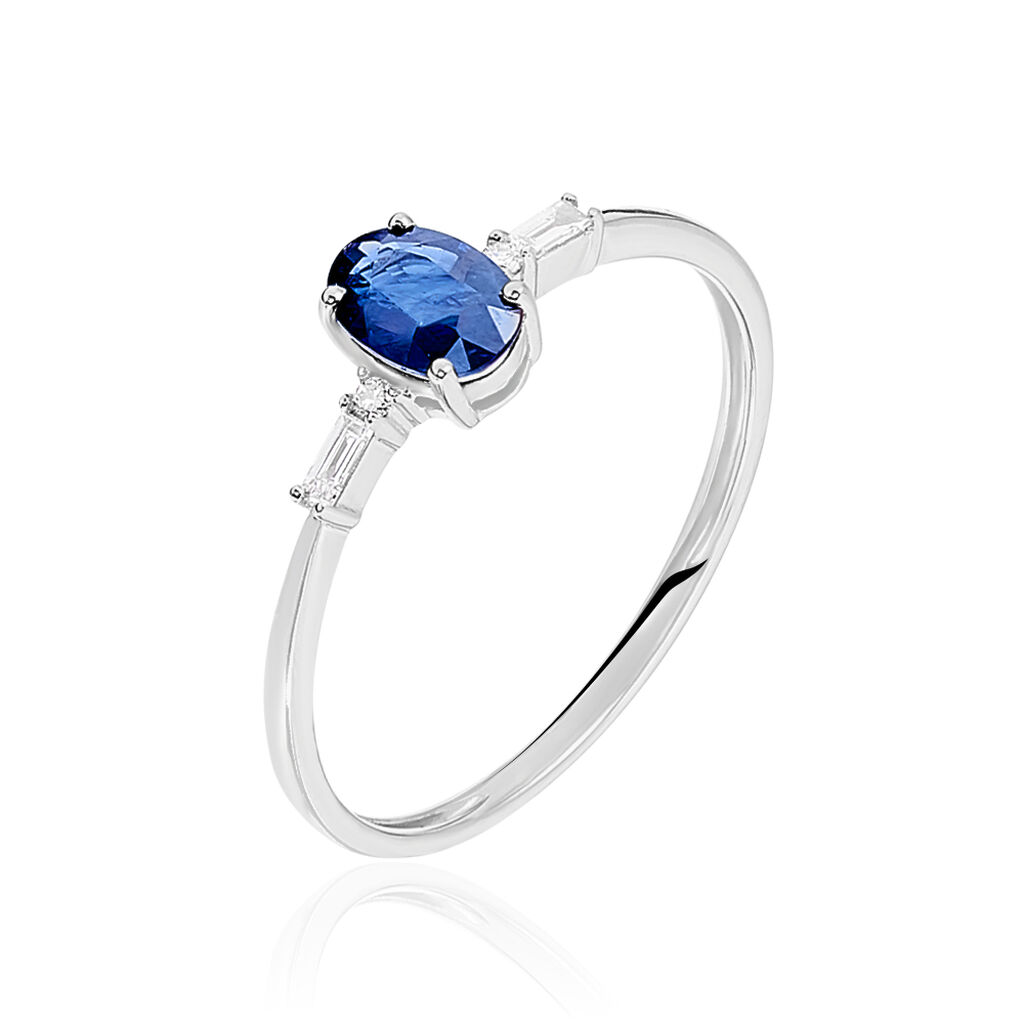 Bague Or Blanc Saphir Et Diamant - Bagues solitaires Femme | Histoire d’Or