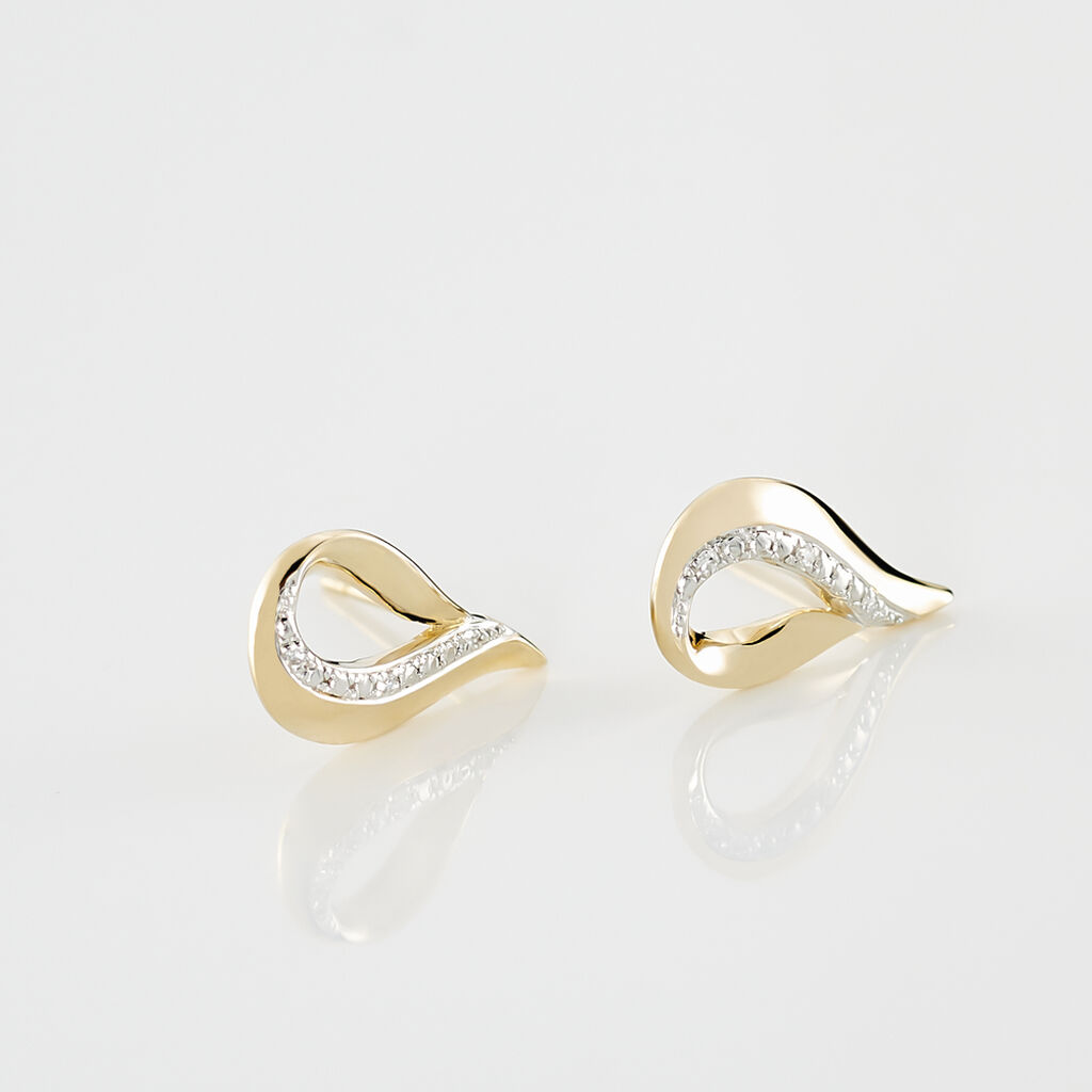 Boucles D'oreilles Puces Goccie Or Jaune Diamant - Clous d'oreilles Femme | Histoire d’Or