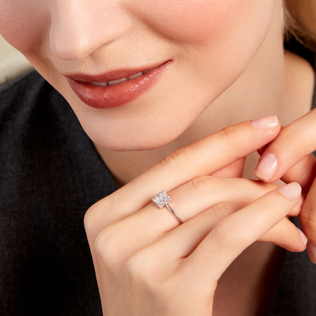 Bague Baroque Party Argent Blanc Oxyde De Zirconium - Bagues avec pierre Femme | Histoire d’Or